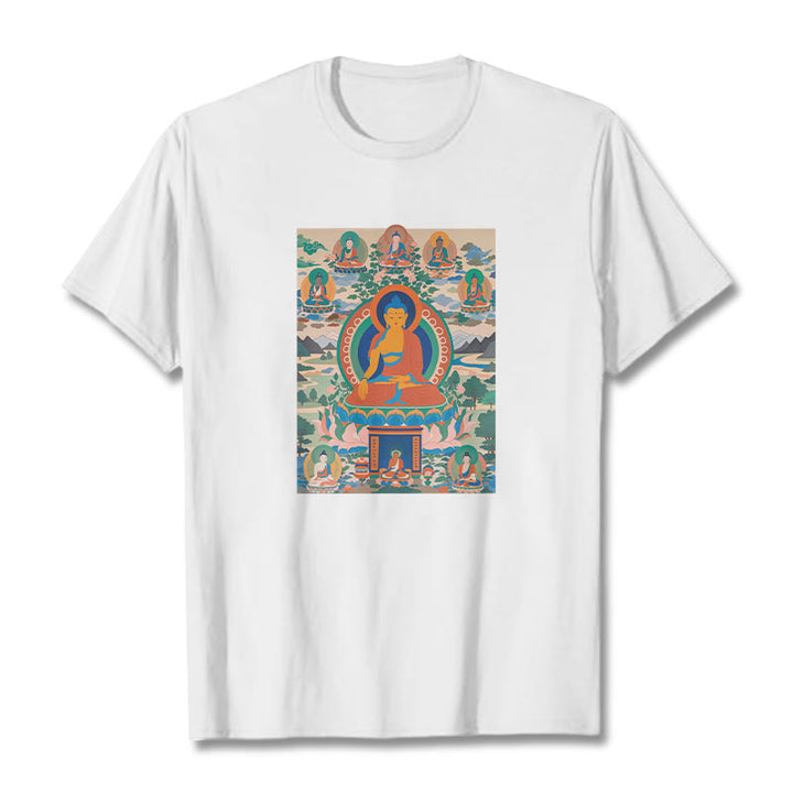 Camiseta con el Sutra del Buda de la Medicina transformado en arte con las Buddha Stones - Blanco - 2XL - image 1