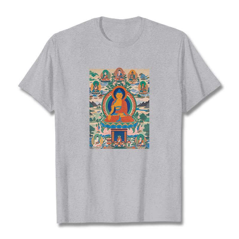 Camiseta con el Sutra del Buda de la Medicina transformado en arte con las Buddha Stones - Gris claro - 2XL - image 18
