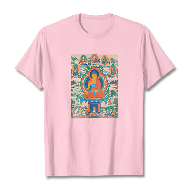 Camiseta con el Sutra del Buda de la Medicina transformado en arte con las Buddha Stones - rosa claro - 2XL - image 12
