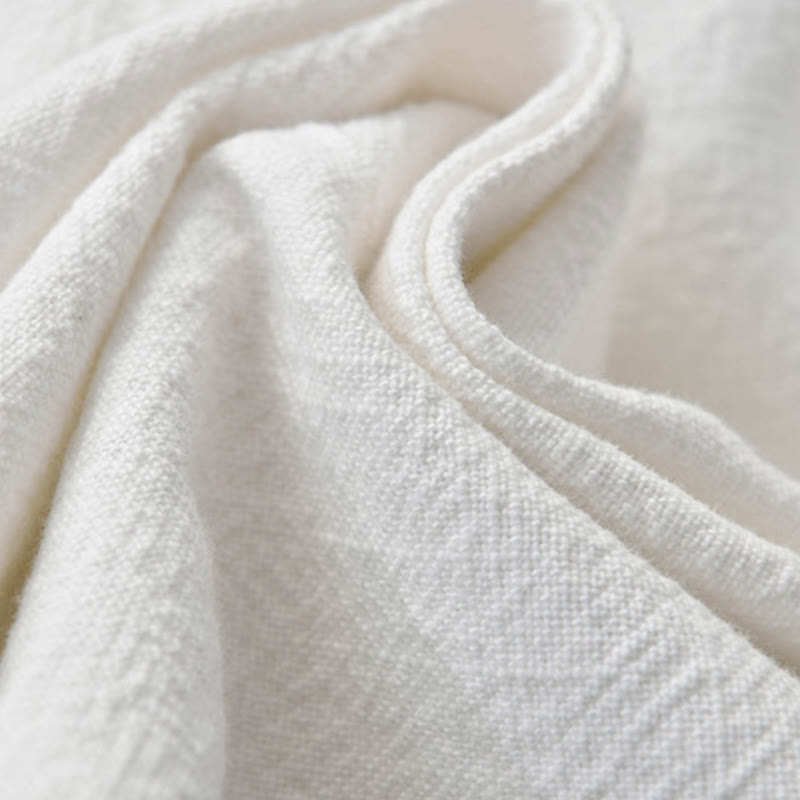 Pantalones de lino y algodón con ramio de color liso con bolsillos y Buddha Stones - image 32