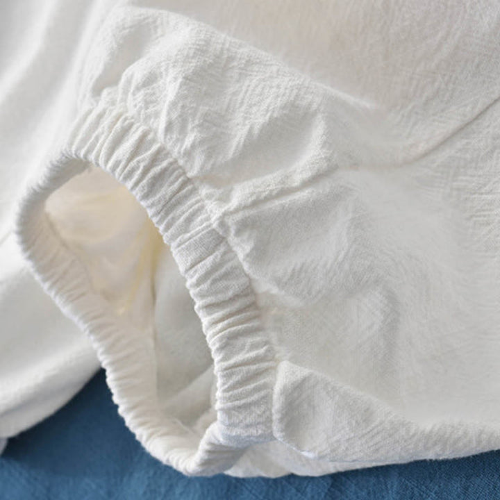 Pantalones de lino y algodón con ramio de color liso con bolsillos y Buddha Stones - image 32