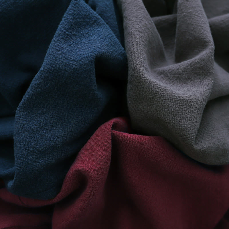 Pantalones de lino y algodón con ramio de color liso con bolsillos y Buddha Stones - image 56