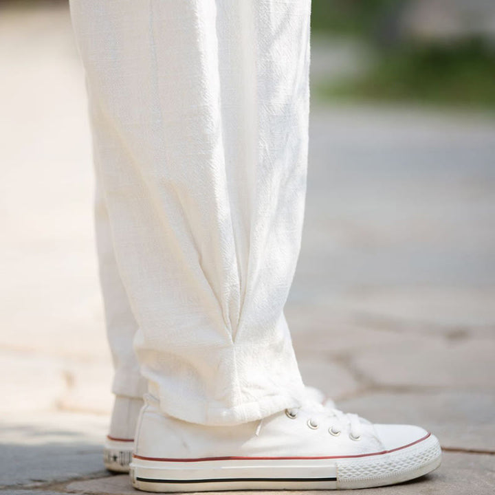 Pantalones de yoga de lino y algodón con bolsillos y diseño informal de Buddha Stones - image 13