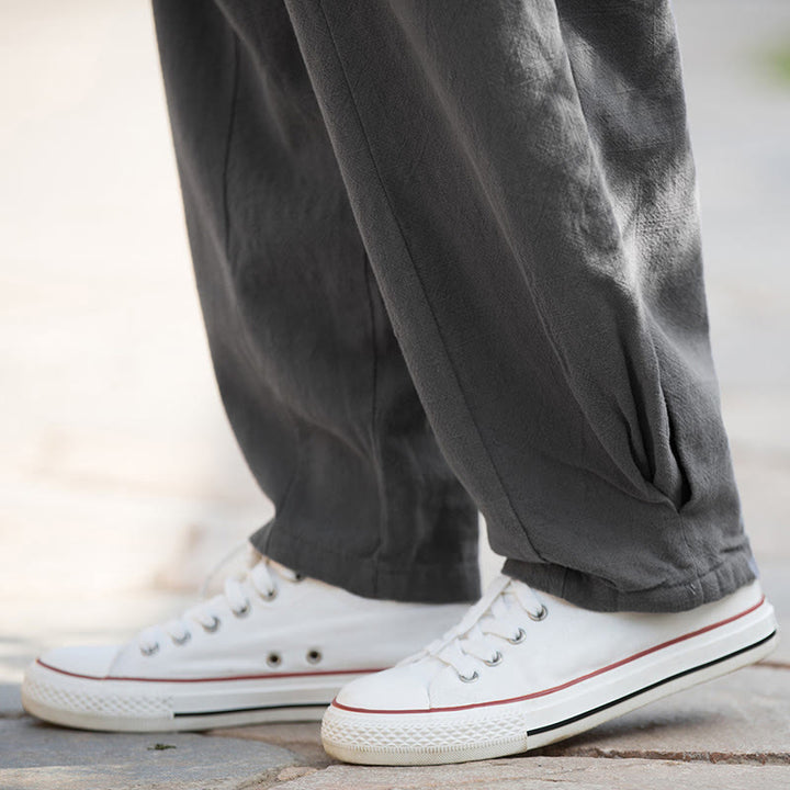 Pantalones de yoga de lino y algodón con bolsillos y diseño informal de Buddha Stones - image 31