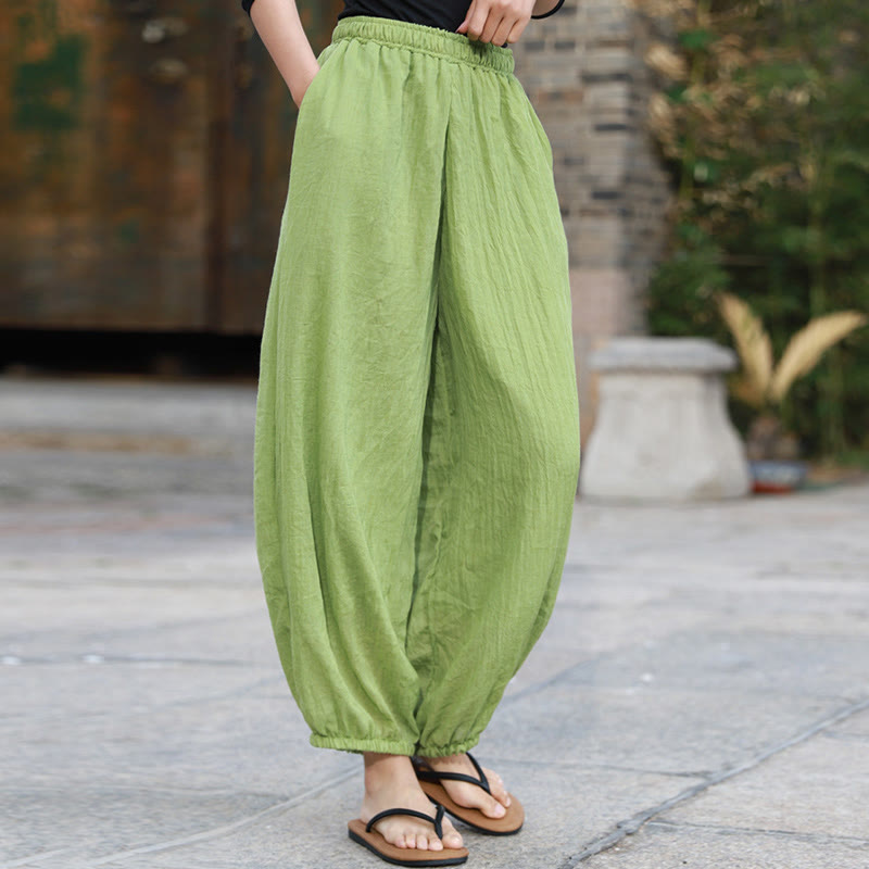Pantalones casuales de algodón con bolsillos para mujer de Buddha Stones para verano - Verde pálido - US4-6, UK/AU8-10, EU36-38 (F) - image 0