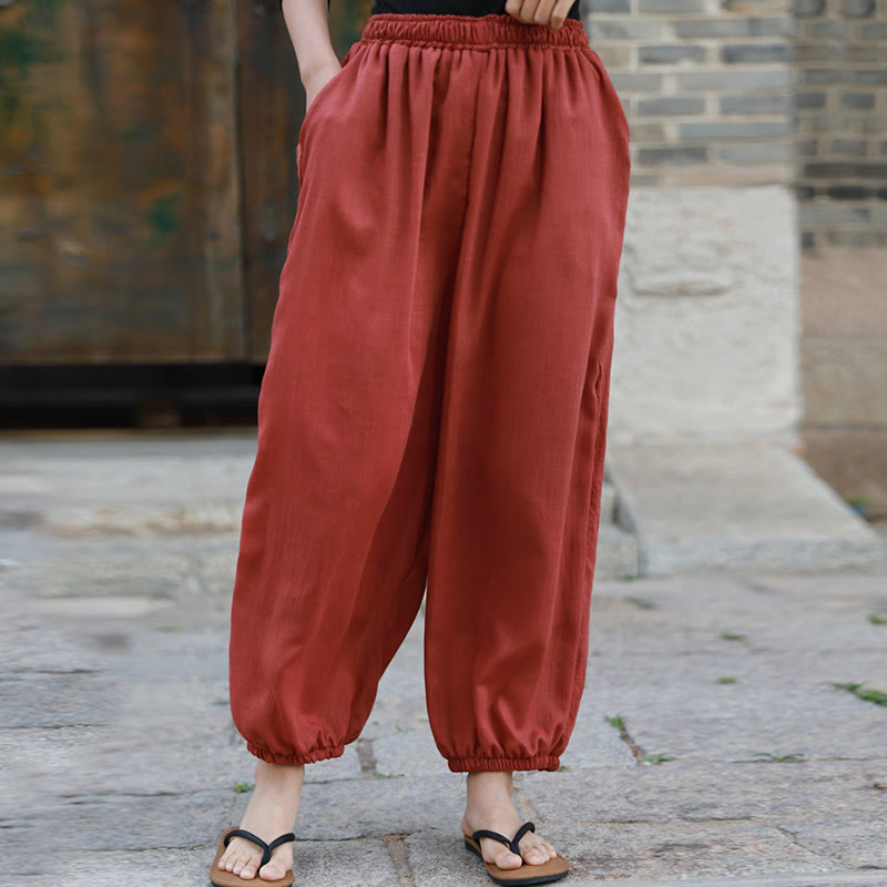 Pantalones casuales de algodón con bolsillos para mujer de Buddha Stones para verano - Tomate - US4-6, UK/AU8-10, EU36-38 (F) - image 20