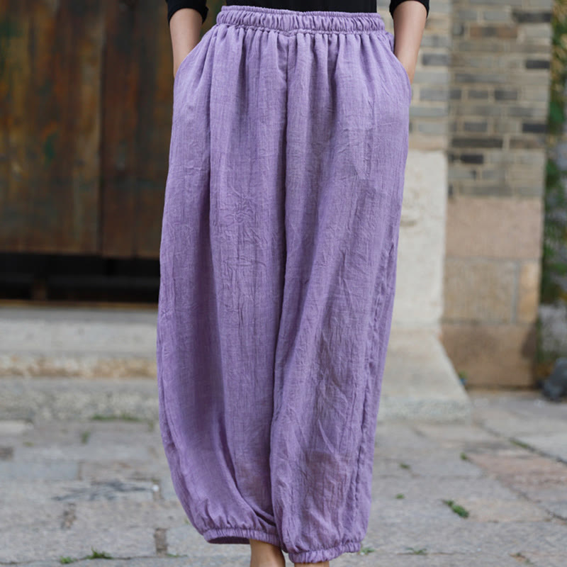 Pantalones casuales de algodón con bolsillos para mujer de Buddha Stones para verano - Ciruela - US4-6, UK/AU8-10, EU36-38 (F) - image 37