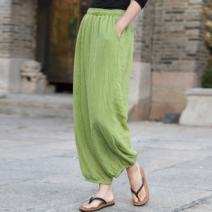 Pantalones casuales de algodón con bolsillos para mujer de Buddha Stones para verano - image 1