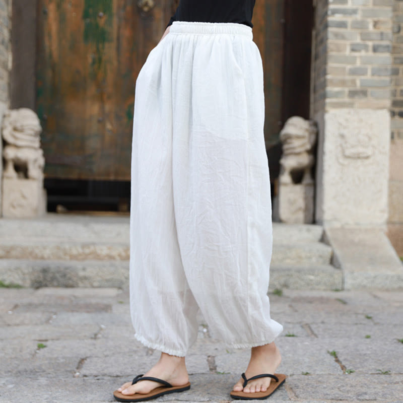 Pantalones casuales de algodón con bolsillos para mujer de Buddha Stones para verano - image 10