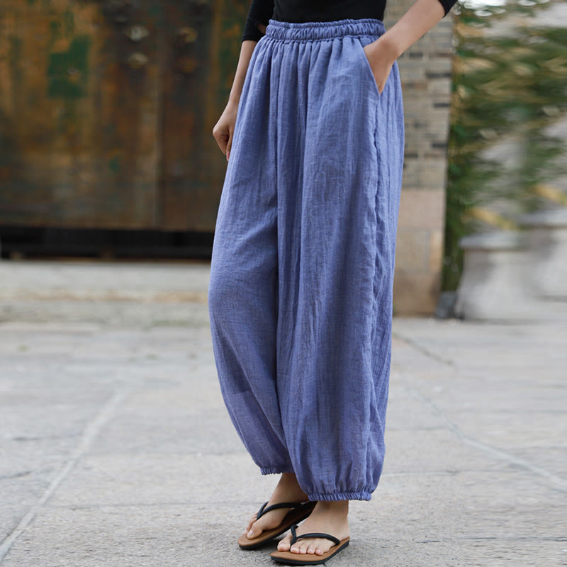 Pantalones casuales de algodón con bolsillos para mujer de Buddha Stones para verano - image 28