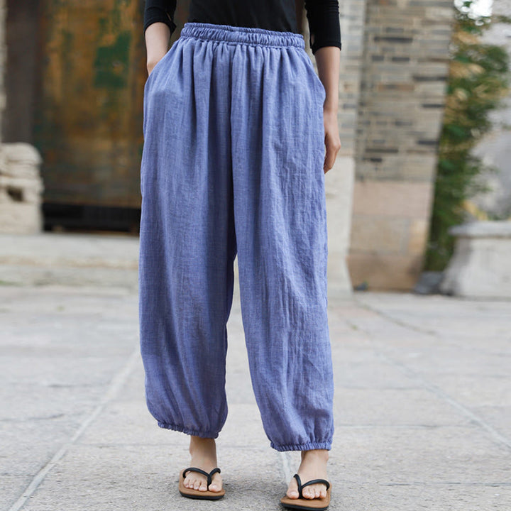 Pantalones casuales de algodón con bolsillos para mujer de Buddha Stones para verano - image 36