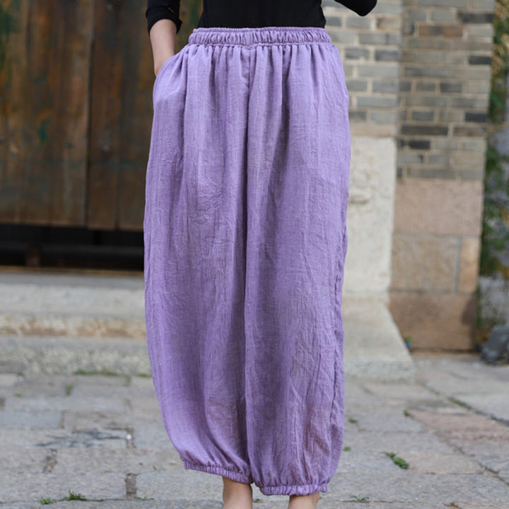 Pantalones casuales de algodón con bolsillos para mujer de Buddha Stones para verano - image 39