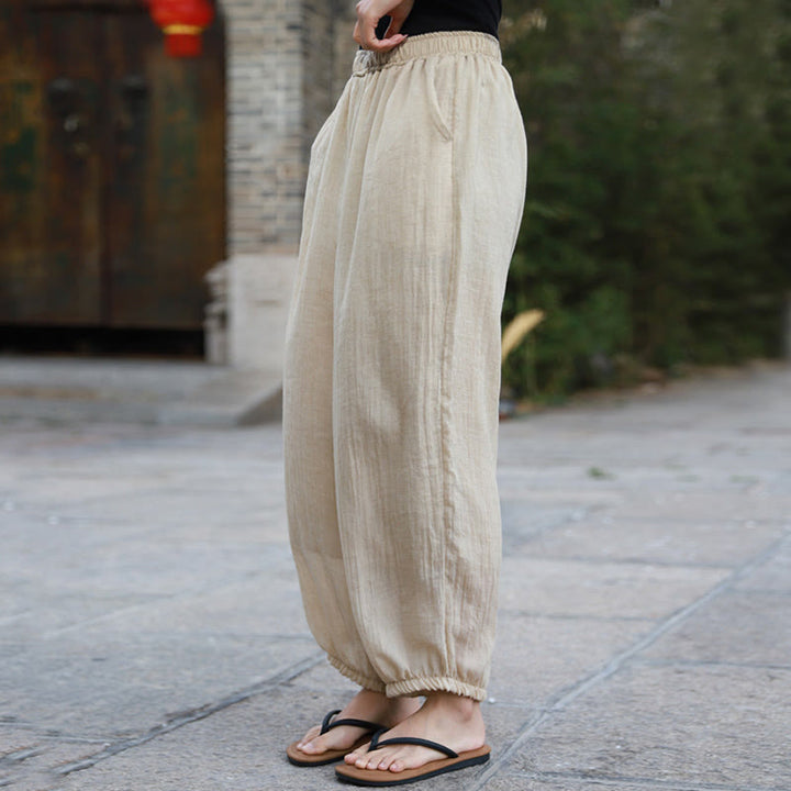 Pantalones casuales de algodón con bolsillos para mujer de Buddha Stones para verano - image 45