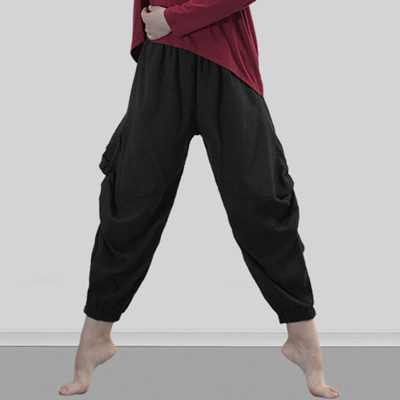 Pantalones de yoga y danza modal de color liso con Buddha Stones y transpirables - image 20