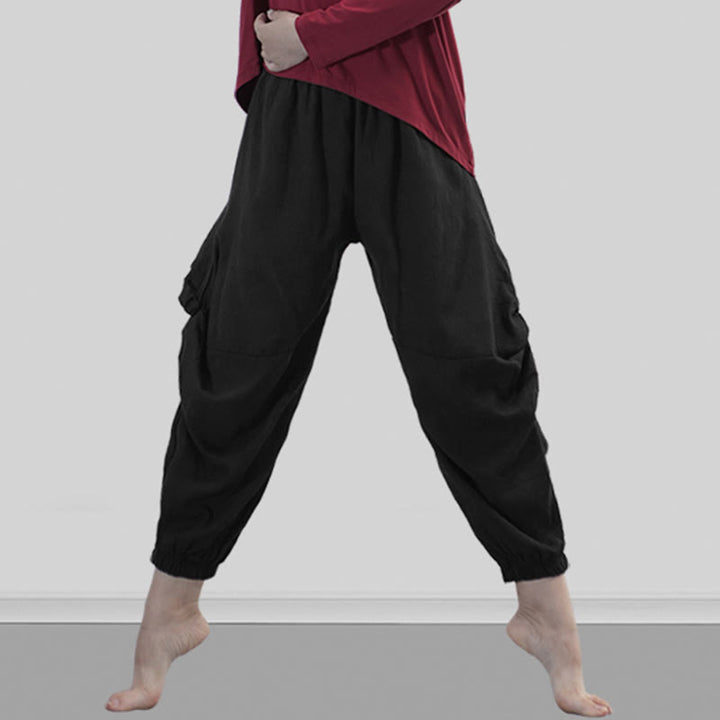 Pantalones de yoga y danza modal de color liso con Buddha Stones y transpirables - image 20