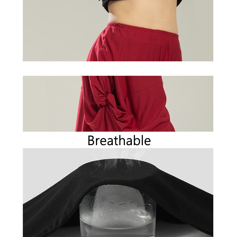 Pantalones de yoga y danza modal de color liso con Buddha Stones y transpirables - image 6