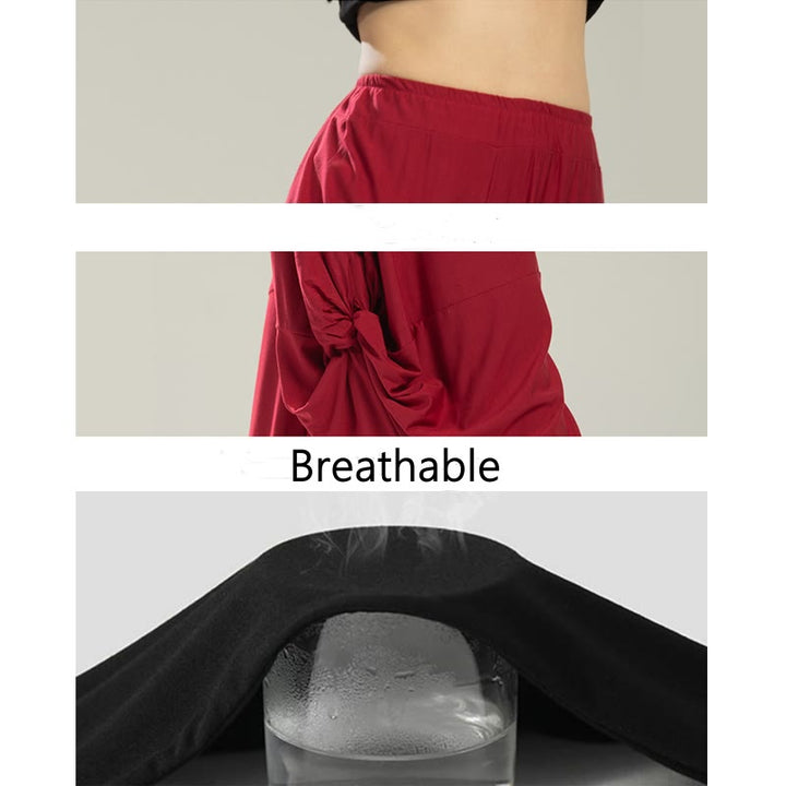 Pantalones de yoga y danza modal de color liso con Buddha Stones y transpirables - image 6