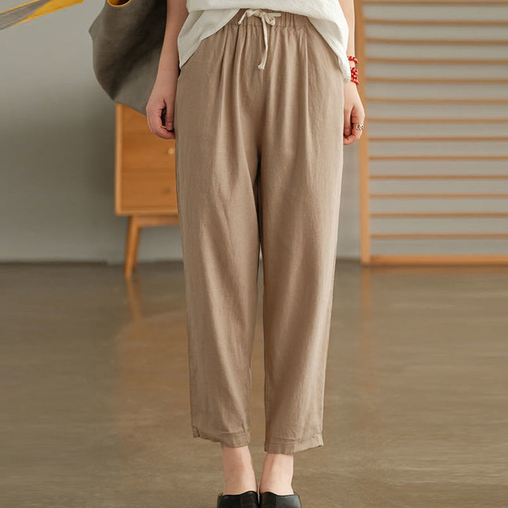 Pantalones harén informales de algodón con bolsillos y cordón para mujer de Buddha Stones - BurlyWood - US14, UK/AU18, EU46 (4XL) - image 13