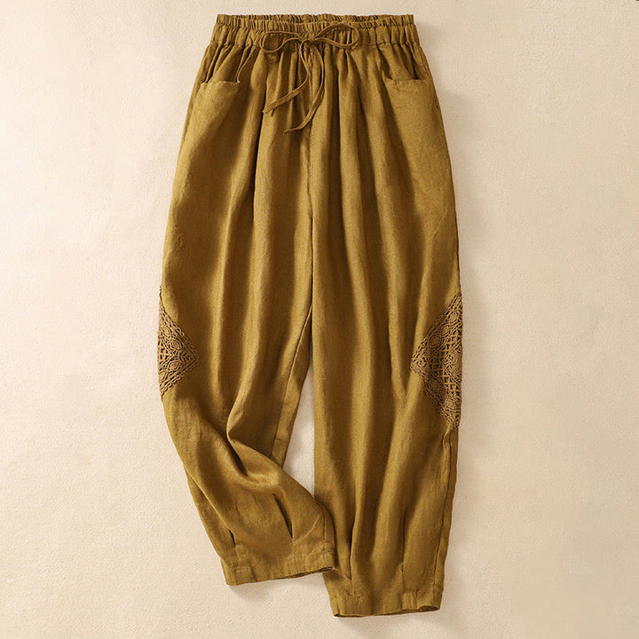 Pantalones harem de verano para mujer con cordón ajustable y bolsillos , de Buddha Stones. - vara de oro - US8-10，UK/AU12-14，EU40-42 (2XL) - image 17