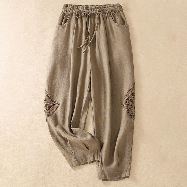 Pantalones harem de verano para mujer con cordón ajustable y bolsillos , de Buddha Stones. - Broncearse - US8-10，UK/AU12-14，EU40-42 (2XL) - image 0