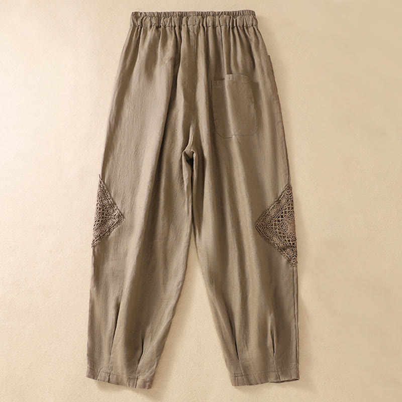 Pantalones harén de algodón con cordón y bolsillos para mujer de Buddha Stones Summer - image 4