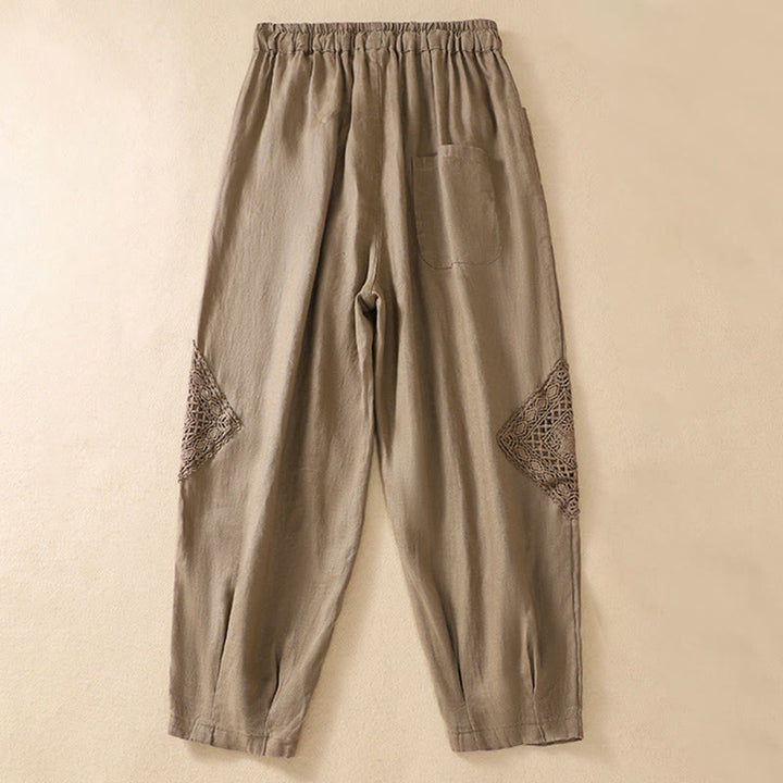 Pantalones harén de algodón con cordón y bolsillos para mujer de Buddha Stones Summer - image 3
