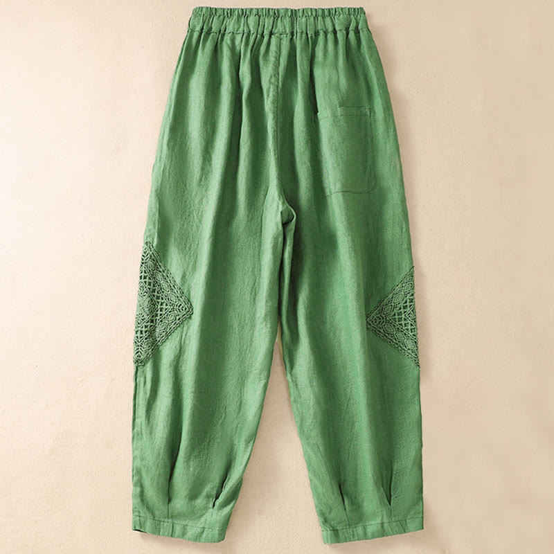 Pantalones harén de algodón con cordón y bolsillos para mujer de Buddha Stones Summer - image 11