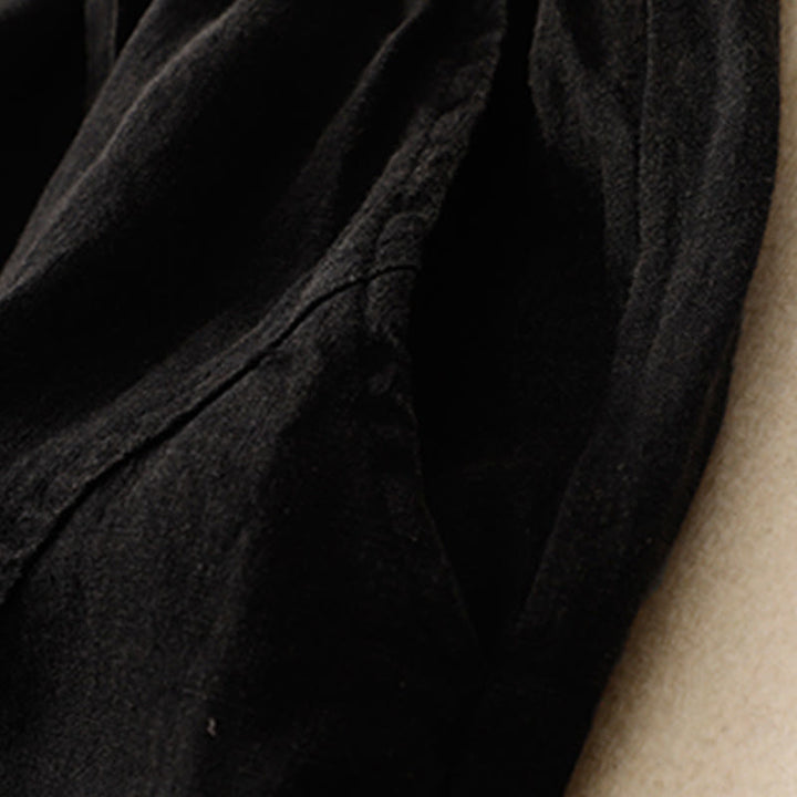Pantalones harén de lino con cintura elástica y cordón ajustable para mujer de Buddha Stones con bolsillos - image 11