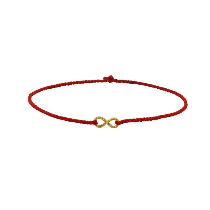 Pulsera de cuerda ultrafina hecha a mano con protección de monedas de cobre con el personaje Fu de Mobius Infinite Love de oro 999 y Buddha Stones