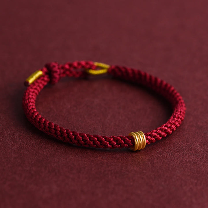 Pulsera de cuerda trenzada con diseño de triple anillo en oro 999 con Buddha Stones - image 2