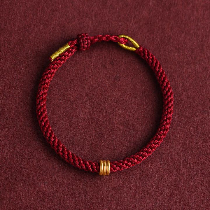 Pulsera de cuerda trenzada con diseño de triple anillo en oro 999 con Buddha Stones - image 1