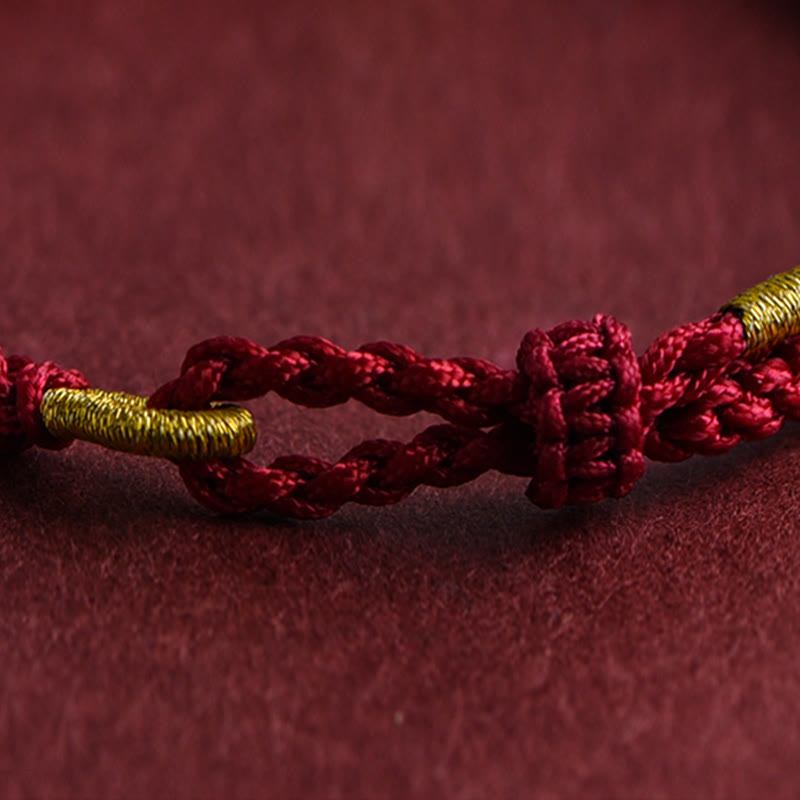 Pulsera de cuerda trenzada con diseño de triple anillo en oro 999 con Buddha Stones - image 10