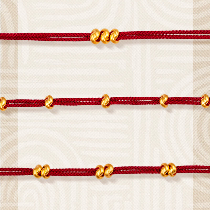 Pulsera trenzada de cuerda con diseño de nudo de los deseos hecha a mano con Buddha Stones en oro 999