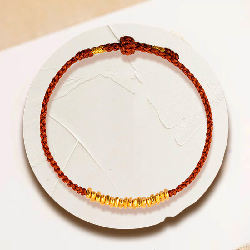 Pulsera trenzada de protección hecha a mano con diseño de pequeñas piezas de oro 999 y Buddha Stones