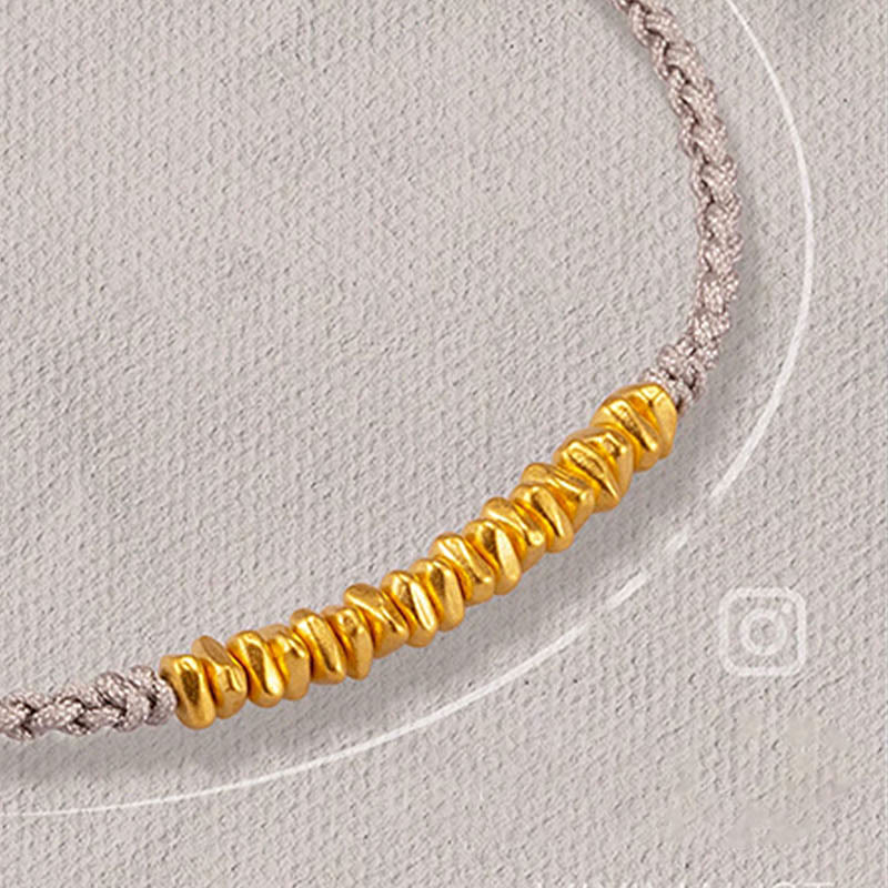 Pulsera trenzada de protección hecha a mano con diseño de pequeñas piezas de oro 999 y Buddha Stones - Gris (Oro aproximadamente 0,75 g) - 21 cm - image 13
