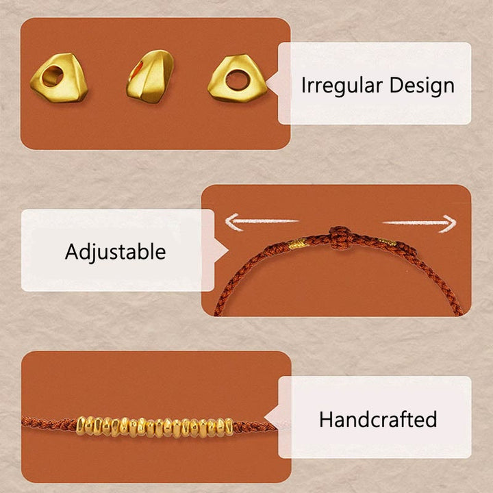 Pulsera trenzada de protección hecha a mano con diseño de pequeñas piezas de oro 999 y Buddha Stones - image 4