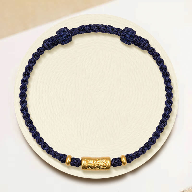 Pulsera de cuerda trenzada hecha a mano con diseño tallado y amuleto de buena suerte de oro 999 con Buddha Stones - image 9