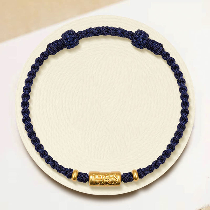 Pulsera de cuerda trenzada hecha a mano con diseño tallado y amuleto de buena suerte de oro 999 con Buddha Stones - image 9