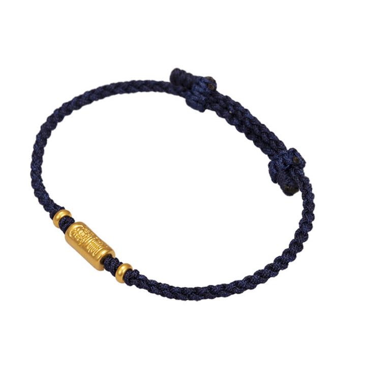 Pulsera de cuerda trenzada hecha a mano con diseño tallado y amuleto de buena suerte de oro 999 con Buddha Stones - image 11