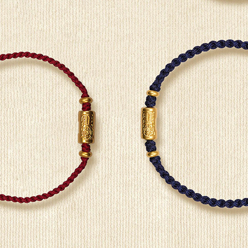 Pulsera de cuerda trenzada hecha a mano con diseño tallado y amuleto de buena suerte de oro 999 con Buddha Stones - image 16