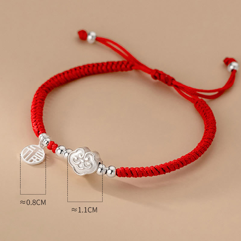 Pulsera trenzada con bendición de nubes auspiciosas y carácter Fu hecha a mano con Buddha Stones en plata de ley 925