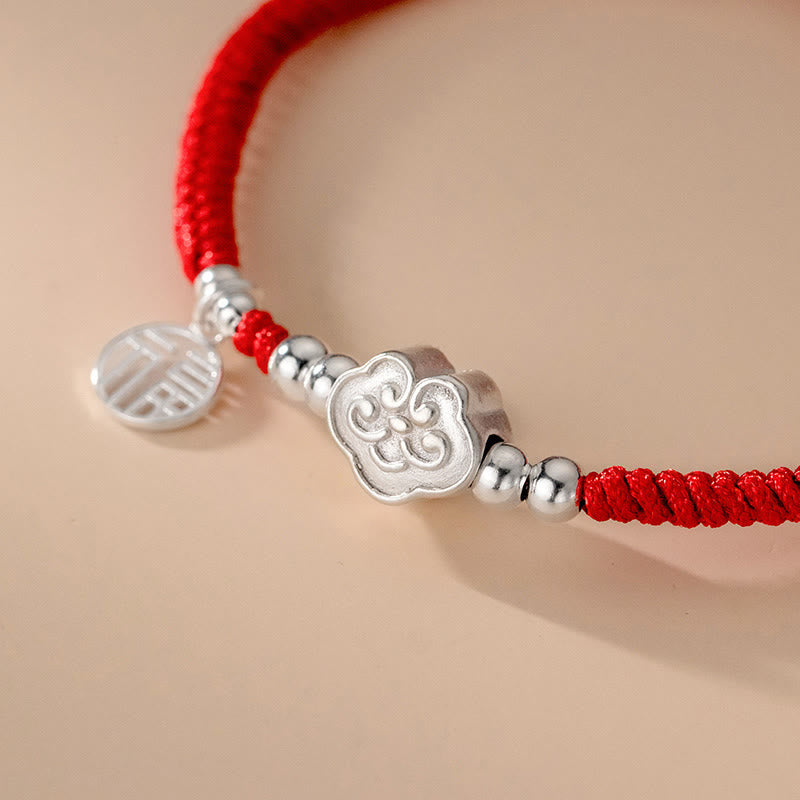 Pulsera trenzada con bendición de nubes auspiciosas y carácter Fu hecha a mano con Buddha Stones en plata de ley 925 - image 9