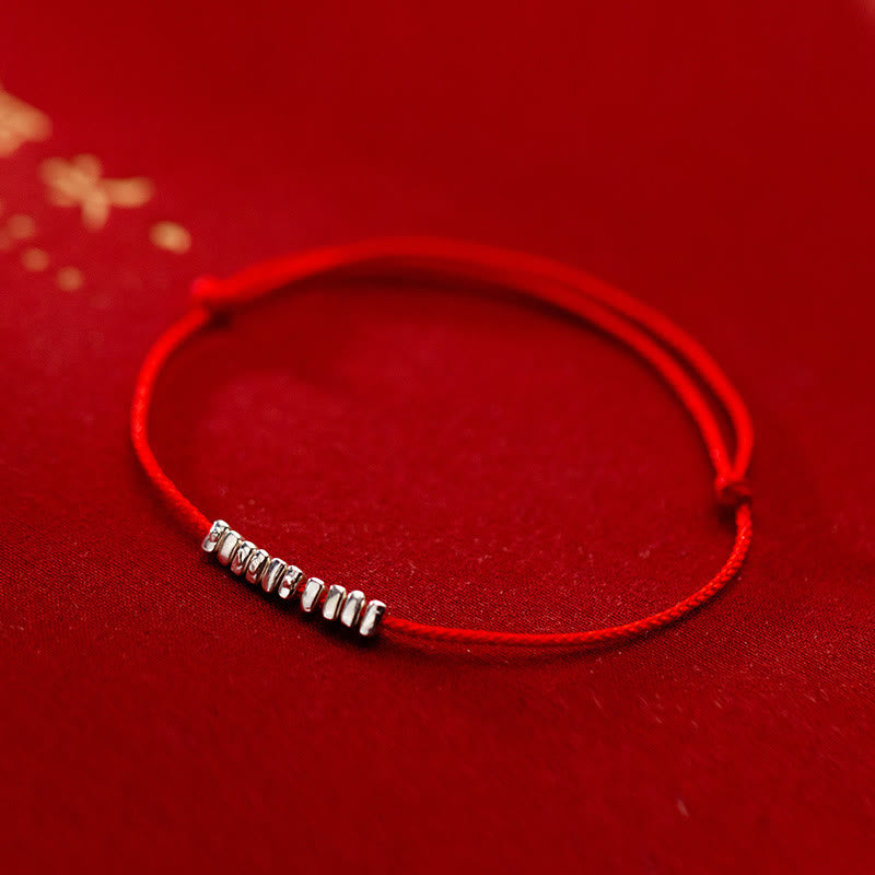 Pulsera trenzada ultrafina con protección de piezas pequeñas de plata de ley 925 hecha a mano con Buddha Stones - Cuerda plateada y roja (circunferencia de la muñeca: 14-20 cm) - image 11