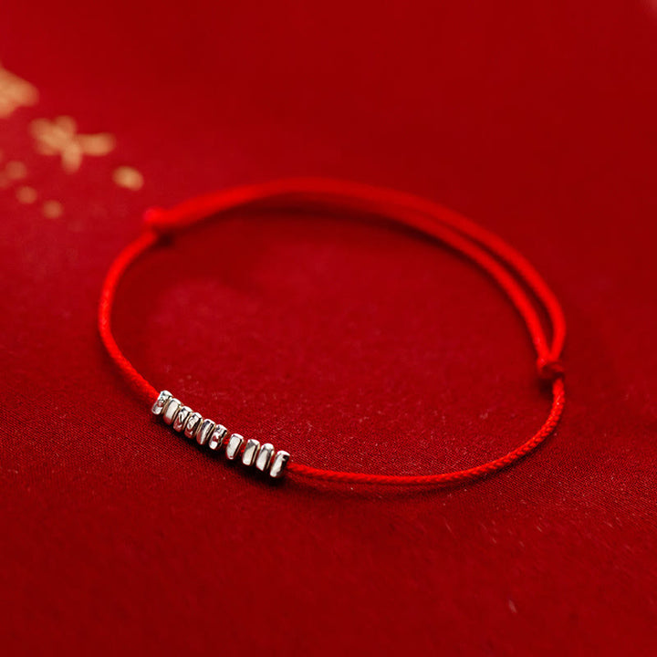 Pulsera trenzada ultrafina con protección de piezas pequeñas de plata de ley 925 hecha a mano con Buddha Stones - Cuerda plateada y roja (circunferencia de la muñeca: 14-20 cm) - image 11