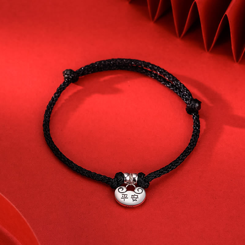 Pulsera de cuerda trenzada con candado de seguridad y fuerza de Buddha Stones - Cuerda negra (circunferencia de la muñeca: 14-20 cm) - image 6