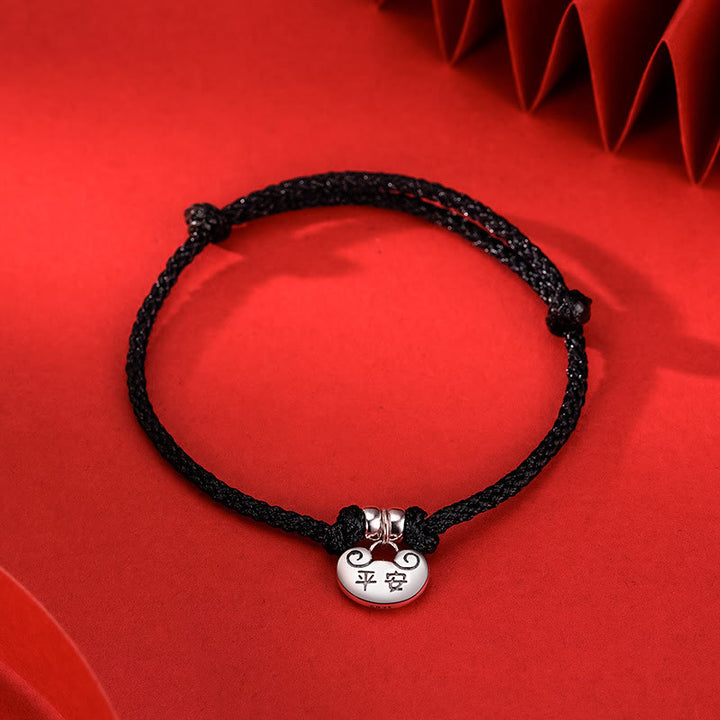 Pulsera de cuerda trenzada con candado de seguridad y fuerza de Buddha Stones - Cuerda negra (circunferencia de la muñeca: 14-20 cm) - image 6