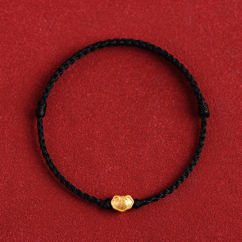 Pulsera de cuerda hecha a mano con protección de caracteres Fu y dije de cerradura china de oro 999 con Buddha Stones - Negro - Versión para bebés, apta para niños de 0 a 4 años (circunferencia de la muñeca: 12-18 cm). - image 16