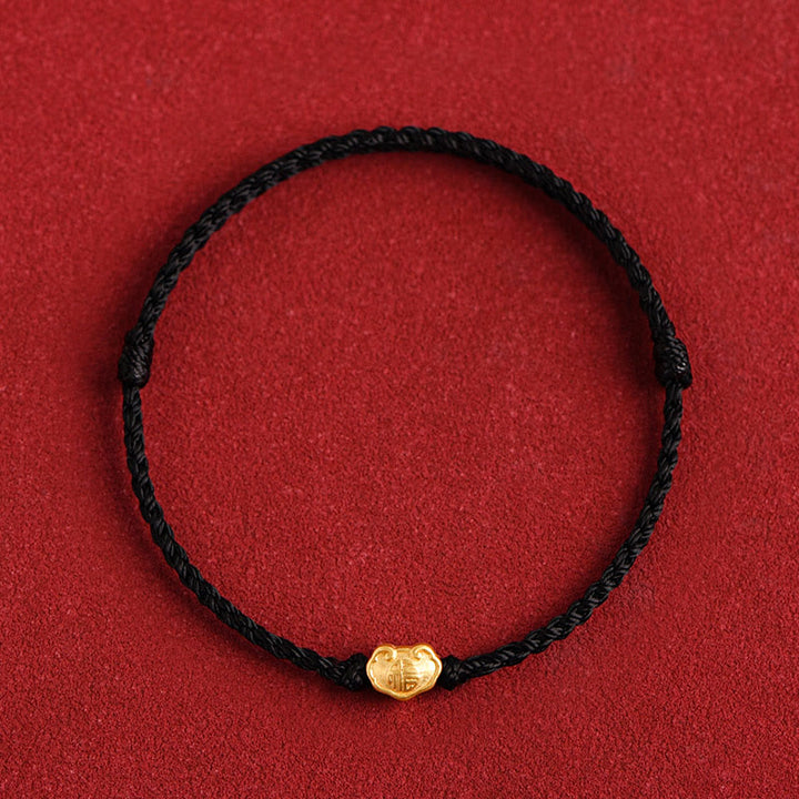 Pulsera de cuerda hecha a mano con protección de caracteres Fu y dije de cerradura china de oro 999 con Buddha Stones - Negro - Versión para bebés, apta para niños de 0 a 4 años (circunferencia de la muñeca: 12-18 cm). - image 16