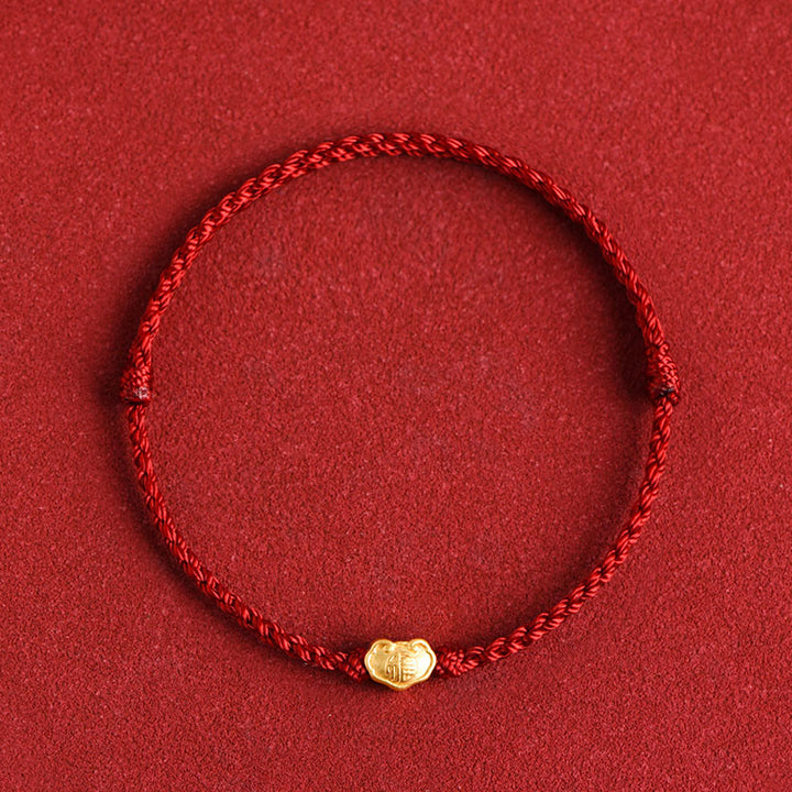 Pulsera de cuerda hecha a mano con protección de caracteres Fu y dije de cerradura china de oro 999 con Buddha Stones - Rojo oscuro - Versión para bebés de 0 a 4 años (circunferencia de muñeca de 12 a 18 cm) - image 12