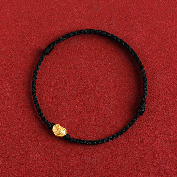 Pulsera de cuerda hecha a mano con protección de caracteres Fu y dije de cerradura china de oro 999 con Buddha Stones - image 18